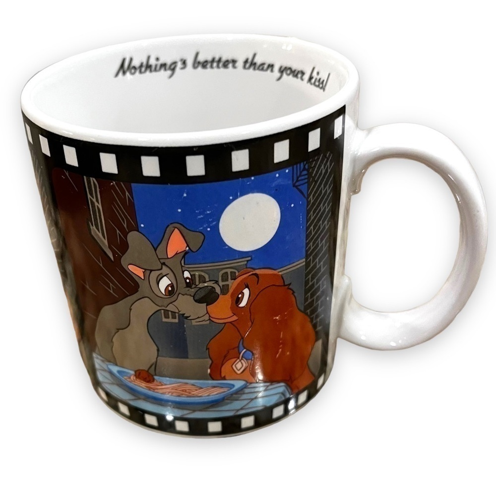 Vintage 1988 Disney Lady & The Tramp Coffee Tea Mug Ceramic Applause Korea